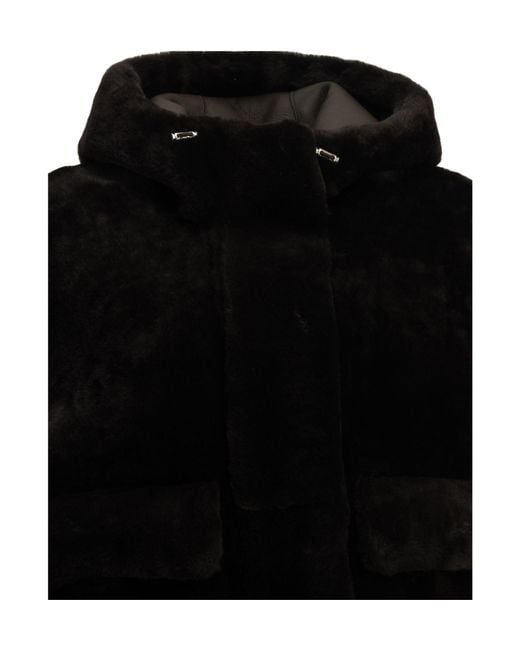 Blancha Black Hooded Fur Jacket