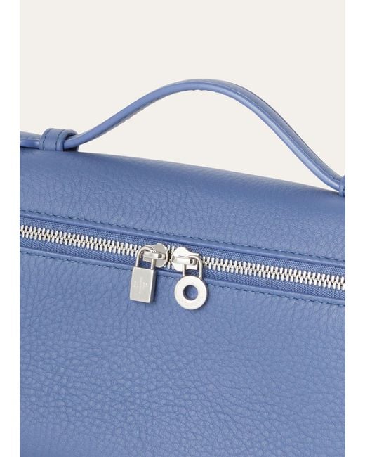 Loro Piana Blue Extra Pocket L19 Zipper Crossbody Bag