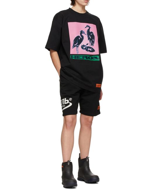 Heron Preston Black Logo Printed T-Shirt for men