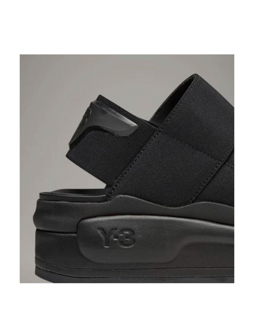Y-3 Black Logo Embossed Open-Toe Sandals for men