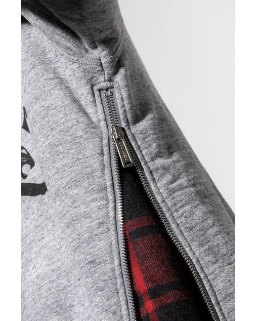 DSquared² Gray Logo-Printed Layered Sweatshirt for men