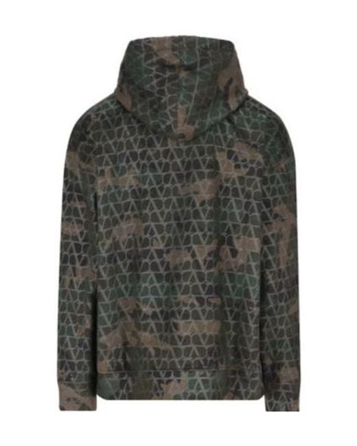 Valentino Green Camouflage Printed Drawstring Hoodie for men