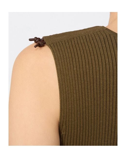 Max Mara Green Rib-Knit Cotton And Viscose Yarn Dress
