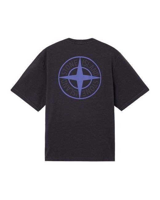 Stone Island Blue 2100037 Combed Cotton Logo-Plaque T-Shirt for men