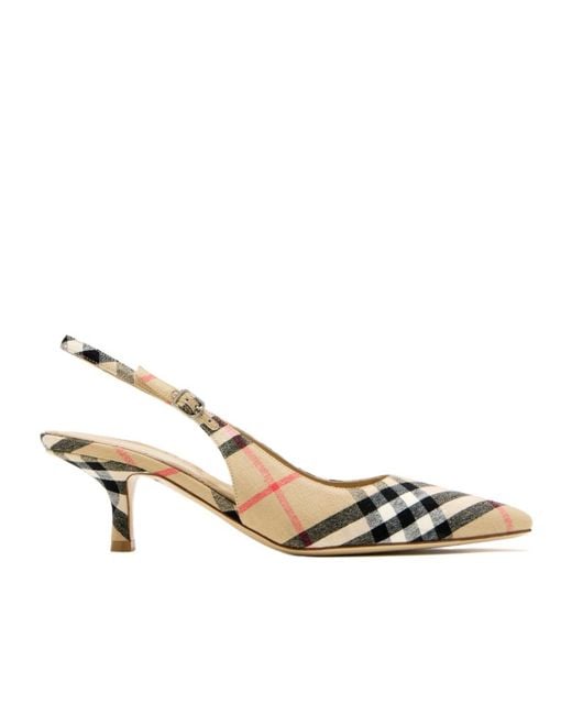 Burberry Metallic Check Dame Slingback Pumps