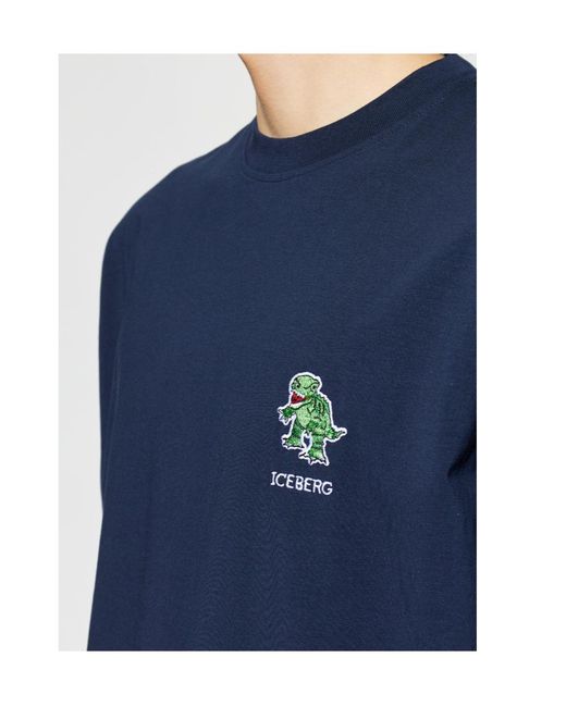 Iceberg Blue Short Sleeve Crewneck T-Shirt for men