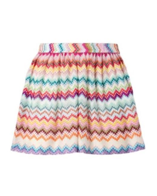 Missoni Red Pixelated Zigzag Motif Shorts