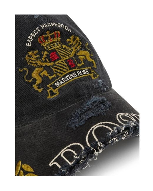 Martine Rose Black Distressed Curved Peak Cap for men
