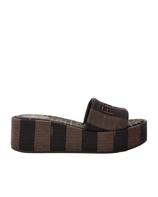 Fendi Brown Jcqrd Flatfrm Ld05