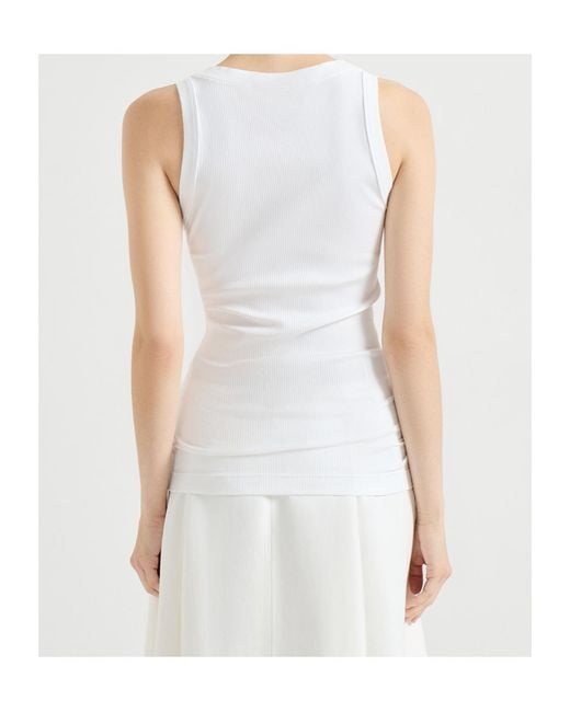 Brunello Cucinelli White Shiny Trim Tank Top