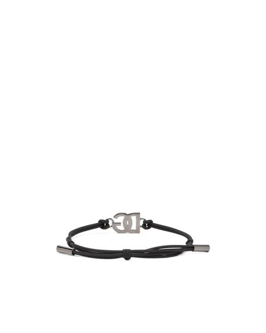 Dolce & Gabbana White Dg Logo Plaque Bracelet for men