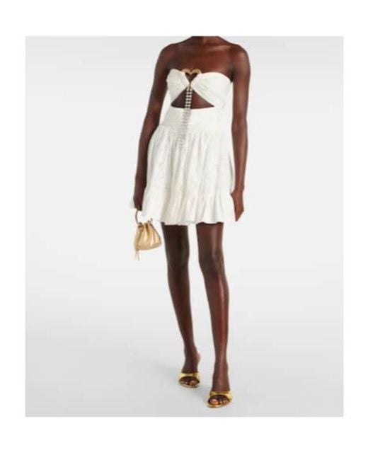 Area White Draped Cotton Minidress