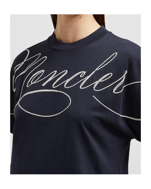 Moncler Black Embroidered Cursive Logo Cotton T-Shirt