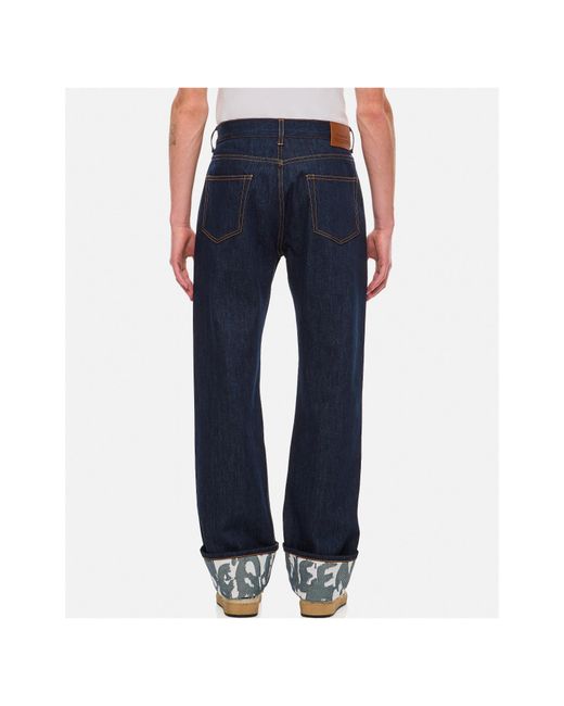 McQueen Blue Mcqueen Graffiti Straight Jeans for men