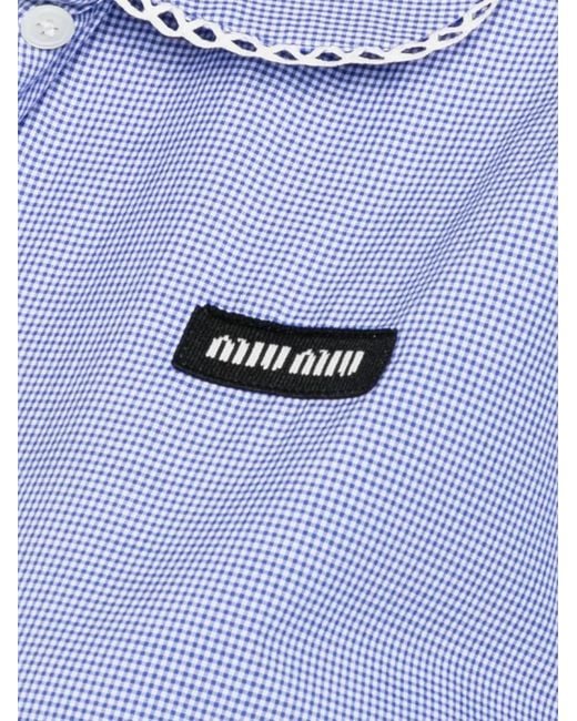 Miu Miu Blue Short-Sleeved Checked Shirt