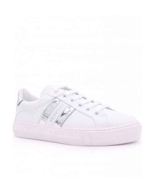 Moncler White Contrast-Heel Low-Top Sneakers