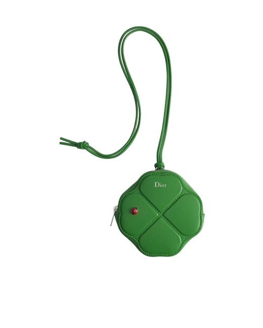 Dior Green Petit Trèfle Coin Purse With Cord