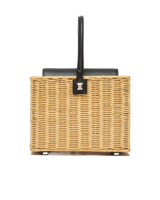 Max Mara Rectangular Rattan Handbag in Metallic | Lyst