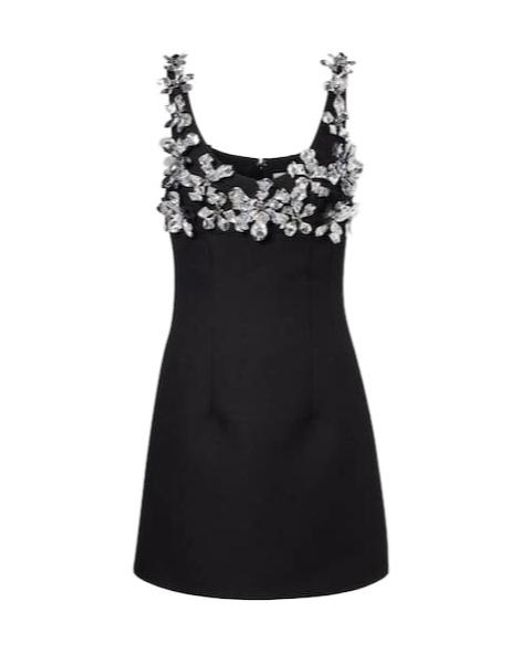 Emilia Wickstead Black Einna Embellished Crêpe Minidress