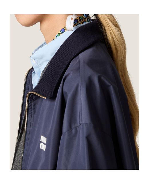 Miu Miu Blue Technical Fabric Blouson Jacket