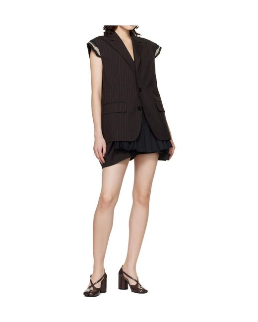 Sacai Black Chalk Striped Shorts