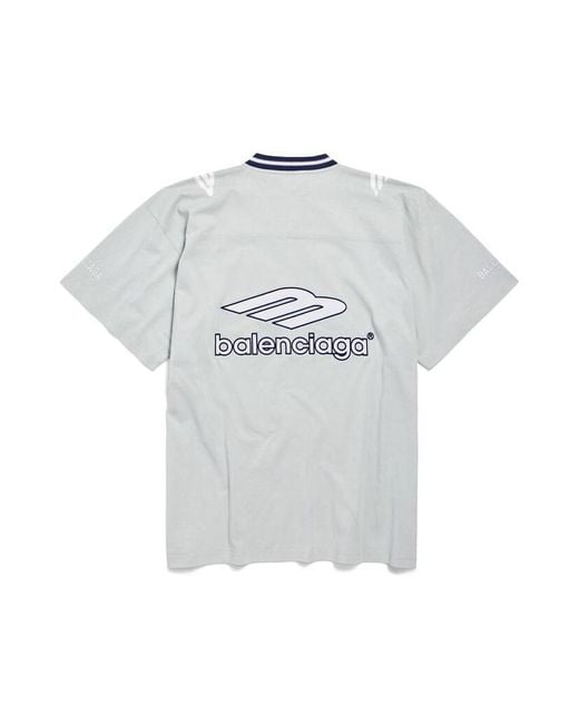 Balenciaga White 3B V-Neck Oversized Football T-Shirt for men
