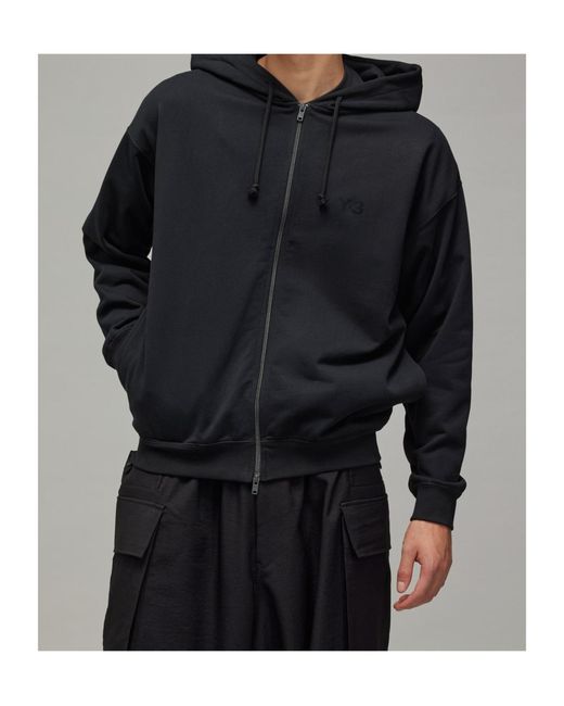 Y-3 Black French Terry Zip Hoodie for men