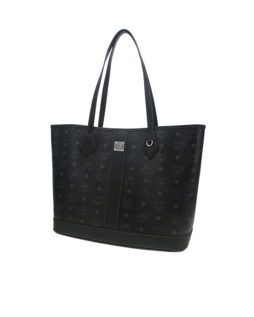 MCM Black Medium Logo-Plaque Tote Bag