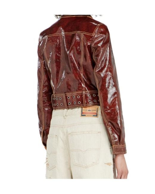 DIESEL Red Patent Double-Breasted Jacket