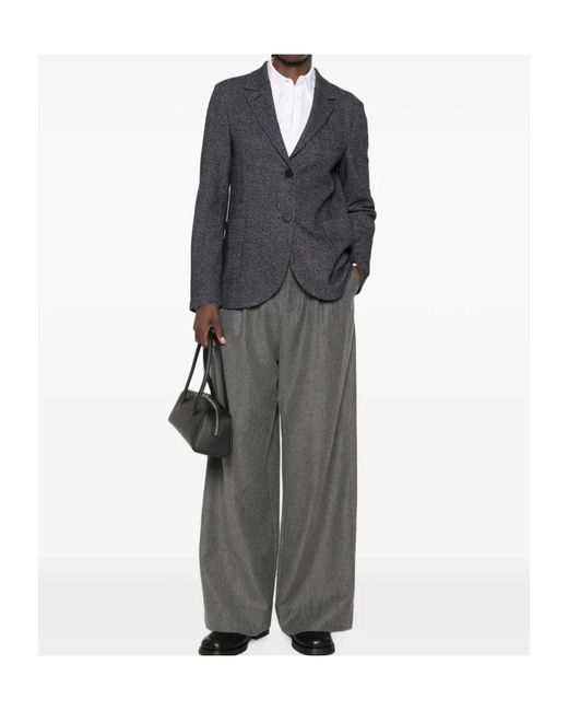 Harris Wharf London Gray Single-Breasted Herringbone Knit Blazer