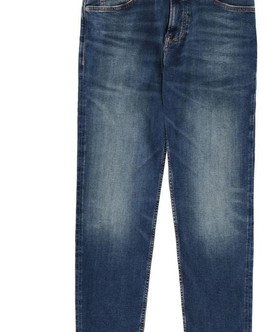 Boss Blue Boss Logo Patch Faded Jeans for men