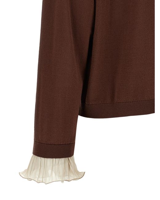 Fabiana Filippi Brown Pleated Cuffs Sweater