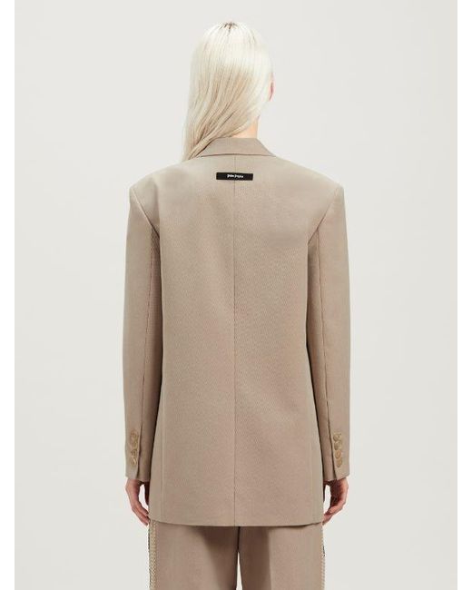 Palm Angels Natural Knit Tape Cotton Blazer