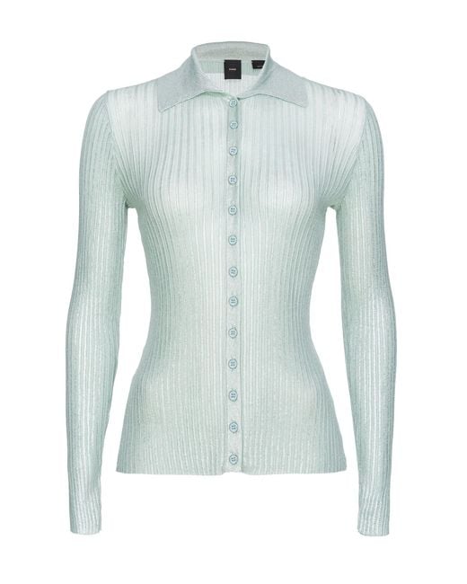 Pinko Blue Buttoned Rib-Knit Sweater