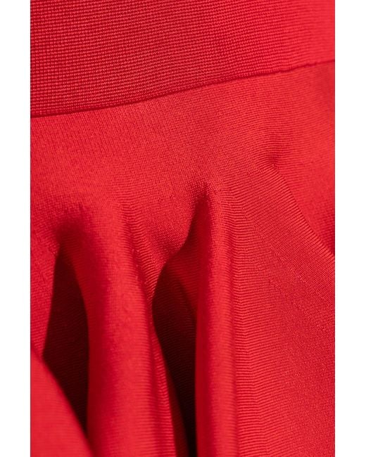 Alaïa Red Knitted Godet Mini Dress