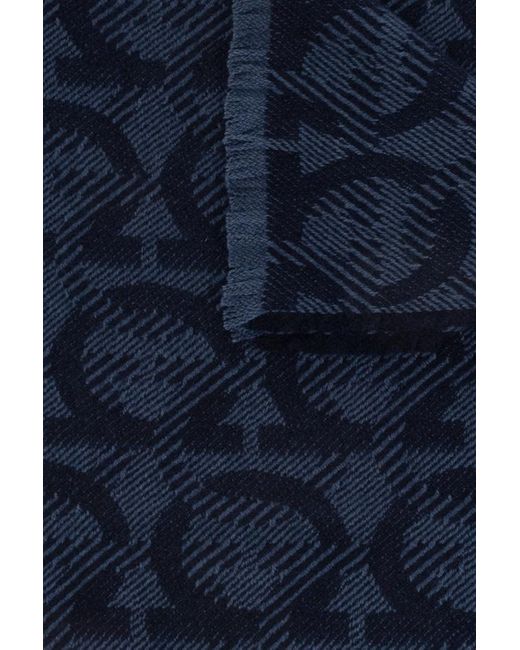 Ferragamo Blue Ferragamo Frayed Edge Scarf for men