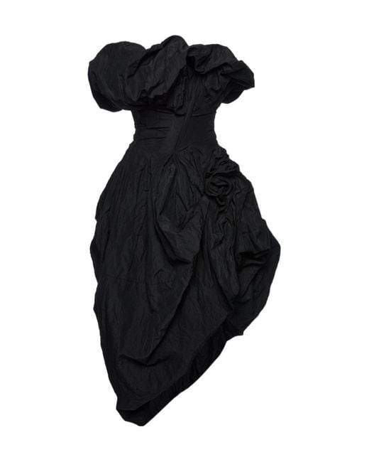 Magda Butrym Black Ruffled Midi Dress