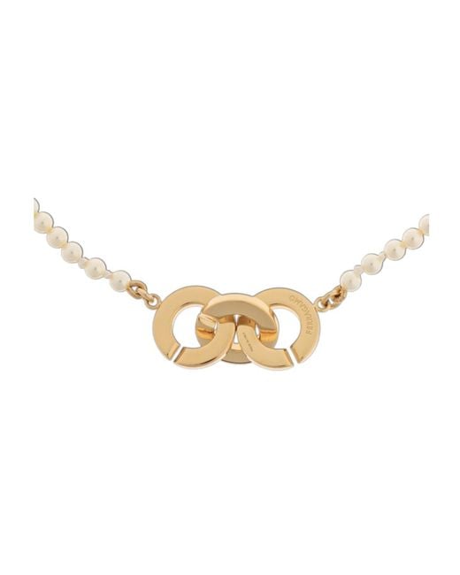 Ferragamo Metallic Crystal Pearl Necklace