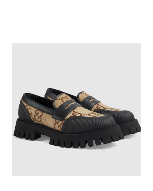 gucci-gg-canvas-lug-sole-loafers-in-black-for-men-lyst