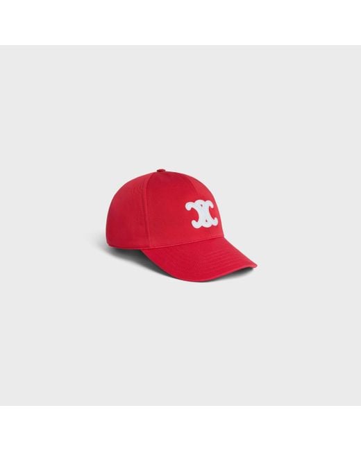 Céline Red Triomphe Baseball Cap