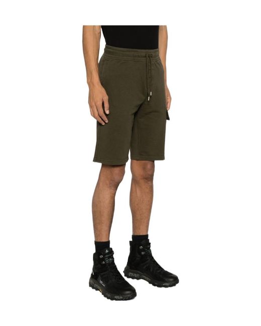 C P Company Green Lens-Detailed Cotton Shorts for men