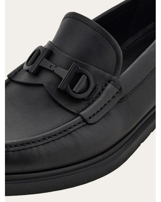 Ferragamo Black Loafer With Gancini Buckle for men