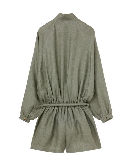 Loro Piana Green Rose Long-Sleeved Jumpsuit