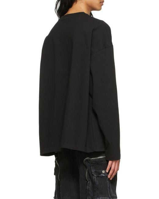 we11done Black Logo Details Long-Sleeved T-Shirt for men