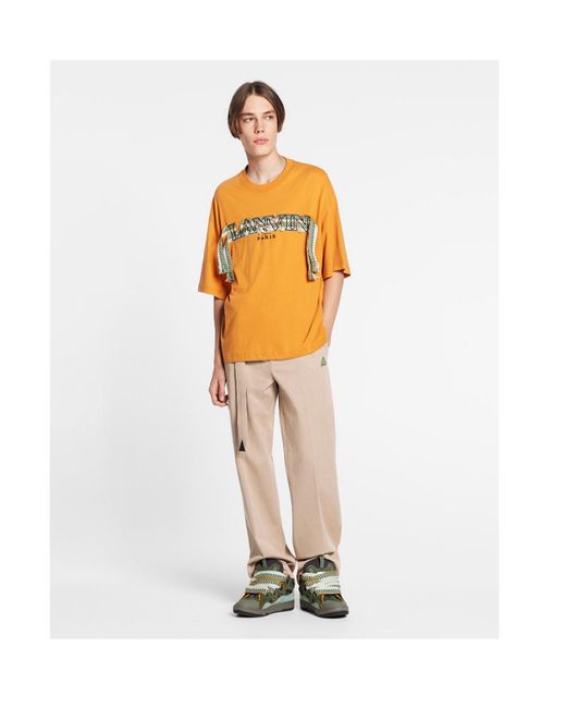 Lanvin Orange Logo Round-Necked T-Shirt for men