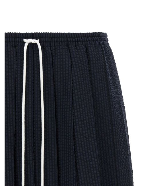 Thom Browne Blue Drawstring Pleated Mini Skirt