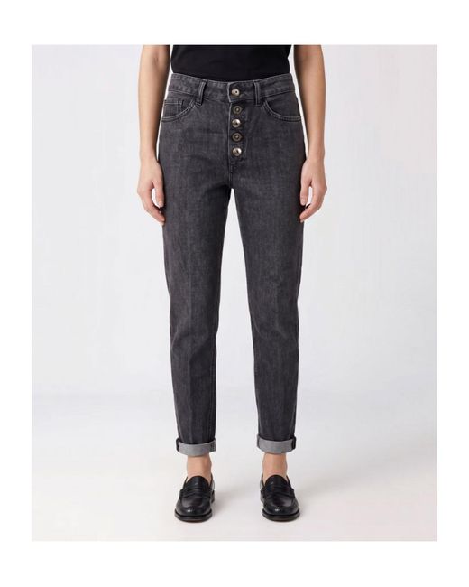 Dondup Black Cropped Tapered Jeans