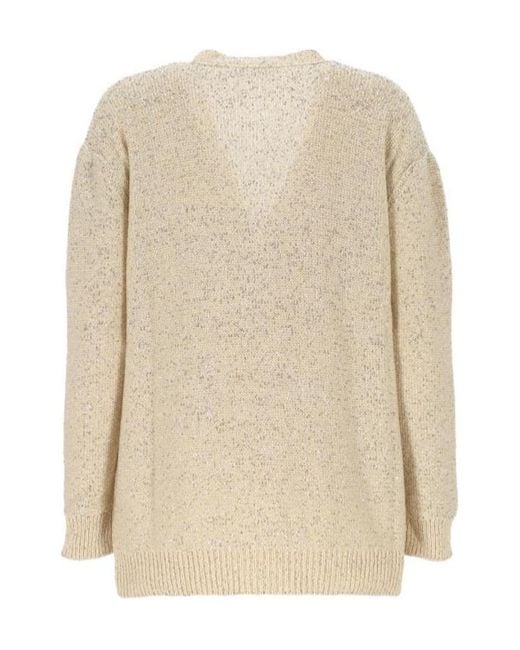 Fabiana Filippi Natural Sequins Knitted Cardigan