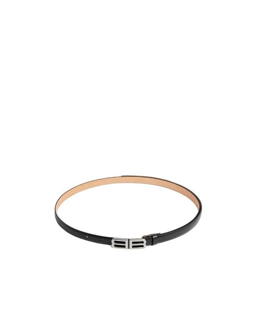 Balenciaga White Logo Plaque Thin Belt for men