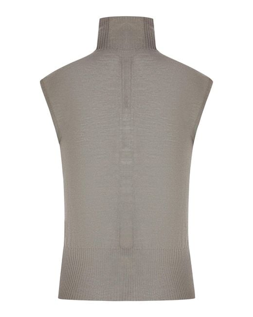 Rick Owens Gray Ribbed-Knit Sleeveless Top